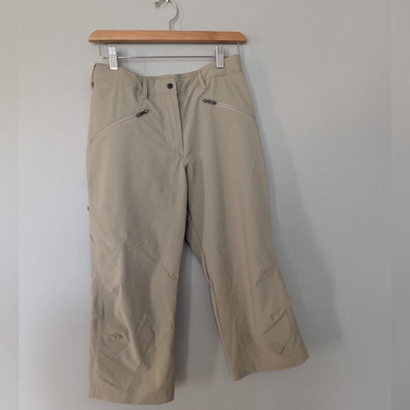 Salomon Women's Tan Capris Travel Pants Minim Series Size 4 Hiking Outdoors - Picture 1 of 14